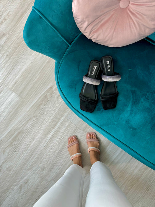 Ciabattina strass nera