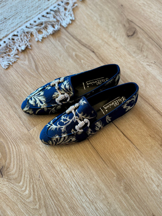 Mocassino damascato BLU E ORO