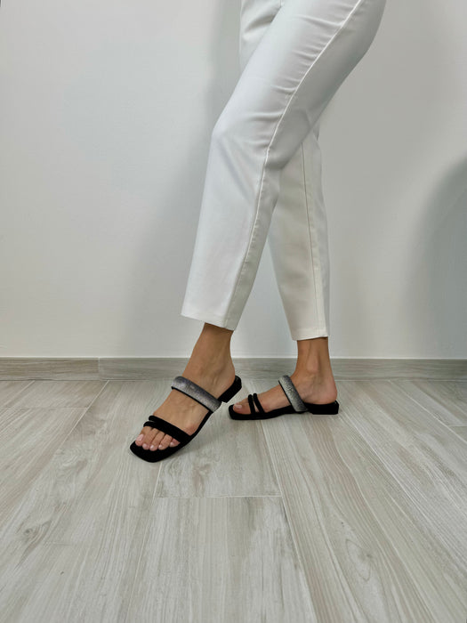 Ciabattina strass nera