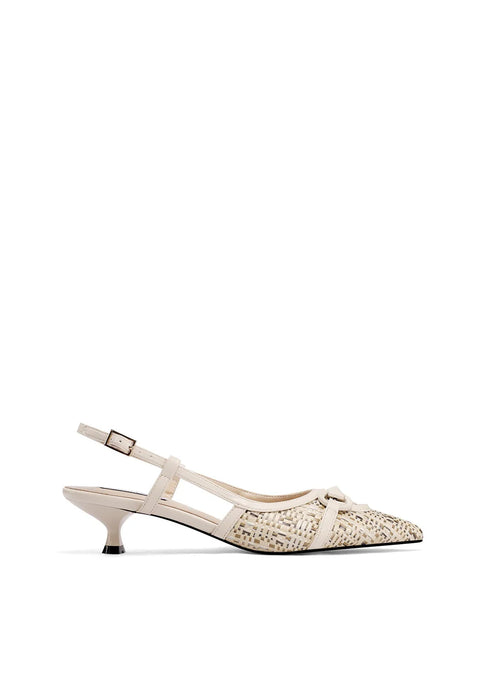 Slingback effetto rafia beige
