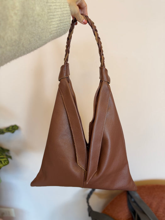 Shopper in vera pelle TRECCIA-vari colori