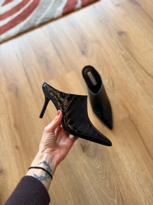 Mules coccodrillo NERO