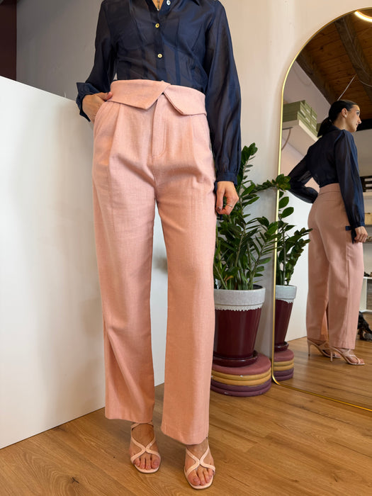 Pantalone morbido chiusura sovrapposta ROSA
