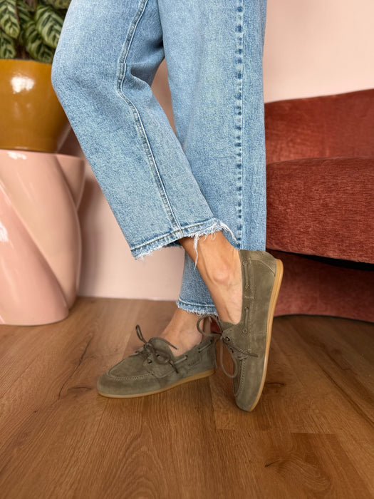 Mocassino barca verde oliva