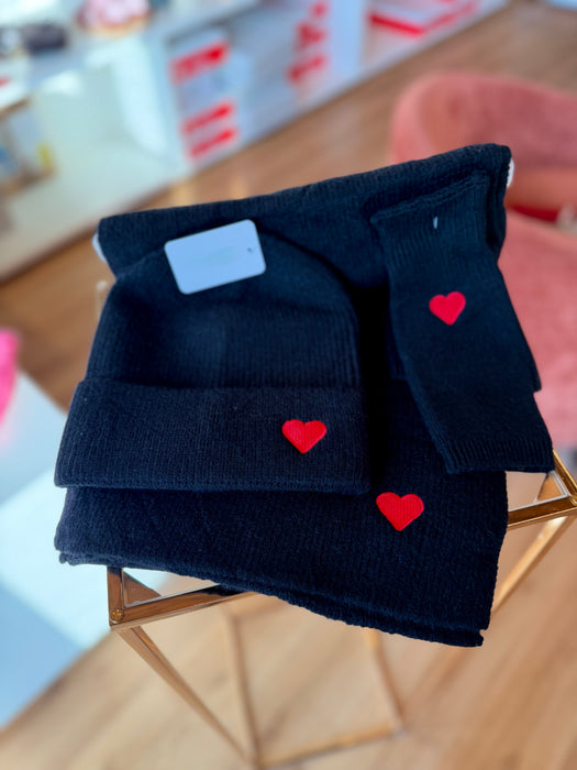 SET SCIARPA+BERRETTA+GUANTO CUORE