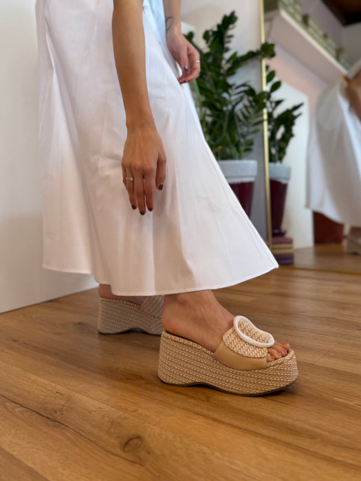 Ciabattona Mattioli beige rafia