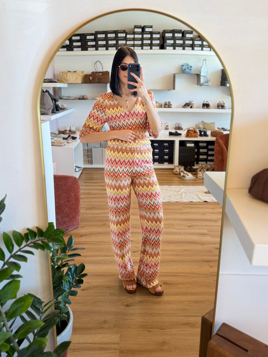PANTALONE IN MAGLIA TRAFORATA FANTASIA
