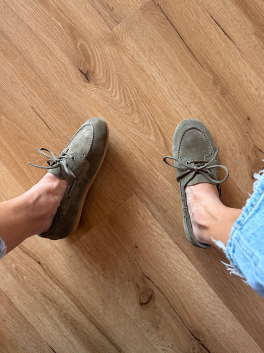 Mocassino barca verde oliva