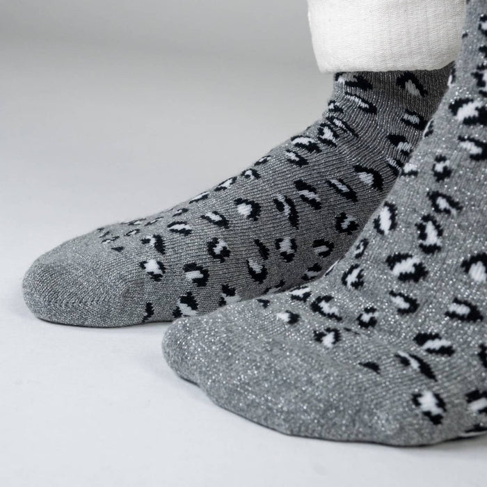 Calze leopardate in cotone pettinato - Grigio