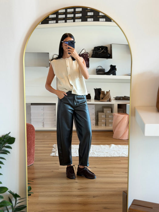Pantalone simil pelle barrel