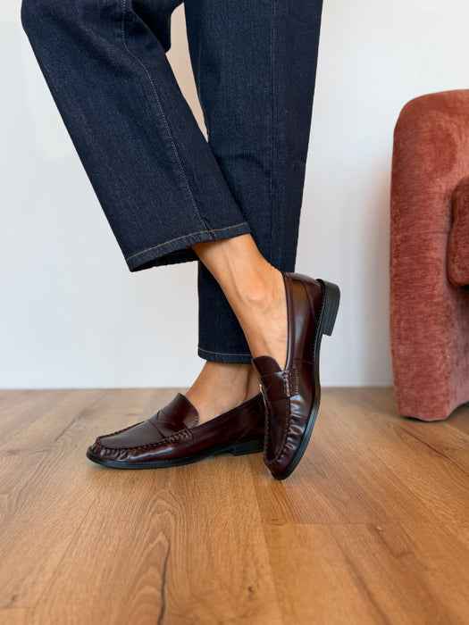 Mocassino arricciato bordeaux