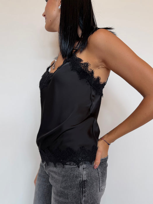 Top satinato pizzo