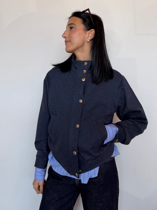 Giacca/bomber blu tessuto