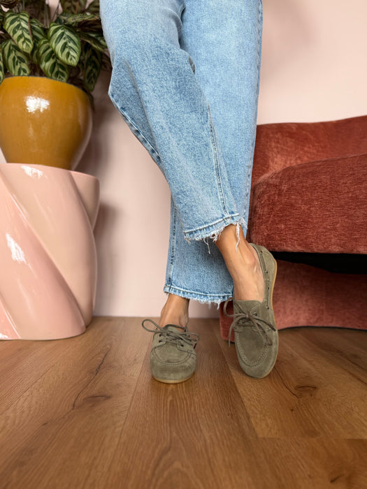 Mocassino barca verde oliva