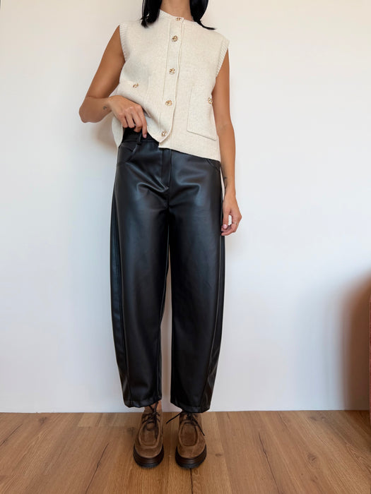 Pantalone simil pelle barrel