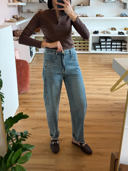 Jeans semi baloon doppia cucitura