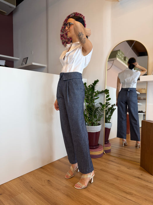 Pantalone morbido chiusura sovrapposta DENIM