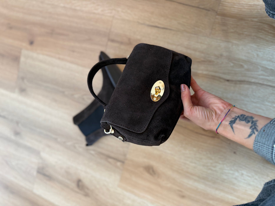 Mini bag Zenny suede marrone