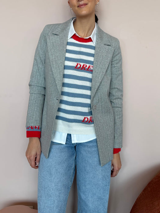 Blazer gessato grigio felpa