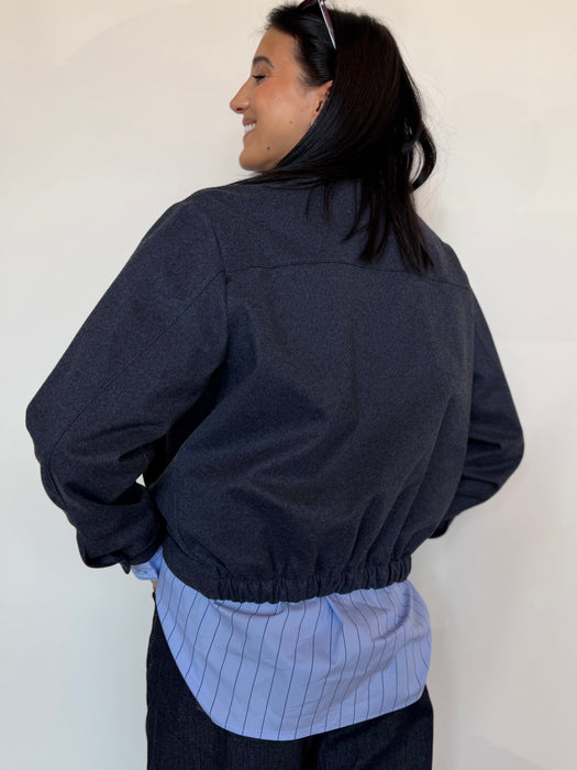Giacca/bomber blu tessuto