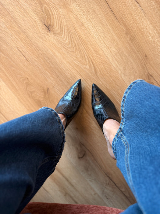 Mules coccodrillo NERO