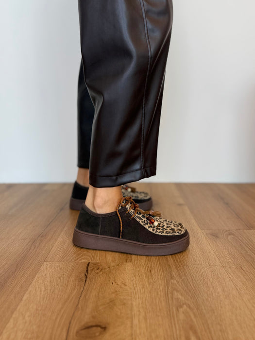 Mocassino Wallabee marrone/leopardato