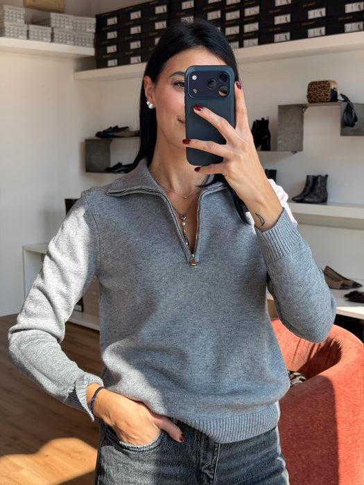 Maglioncino zip con collo - vari colori