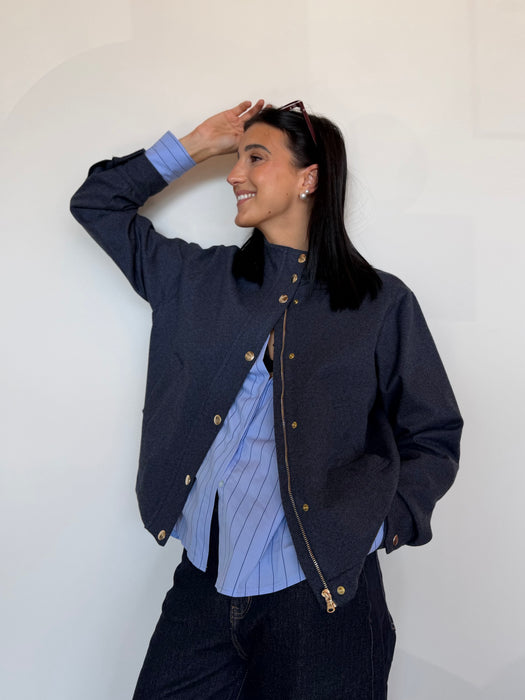 Giacca/bomber blu tessuto