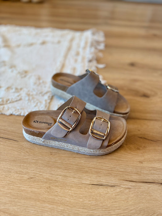 Ciabatta platform corda BEIGE tortora
