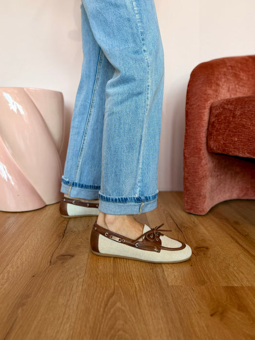 Mocassino barca in tessuto