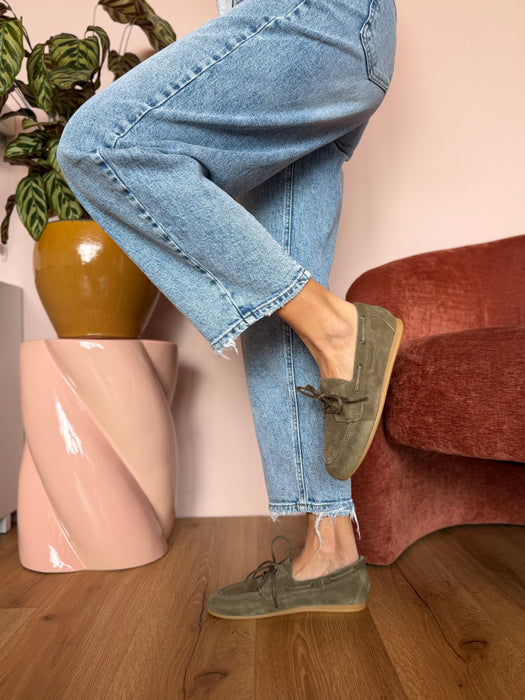 Mocassino barca verde oliva