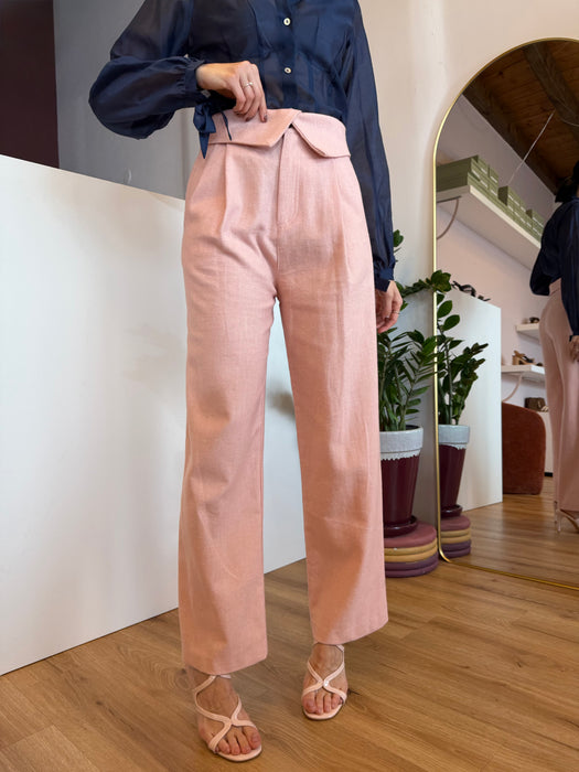 Pantalone morbido chiusura sovrapposta ROSA