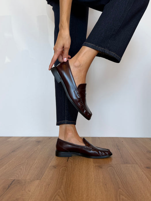 Mocassino arricciato bordeaux