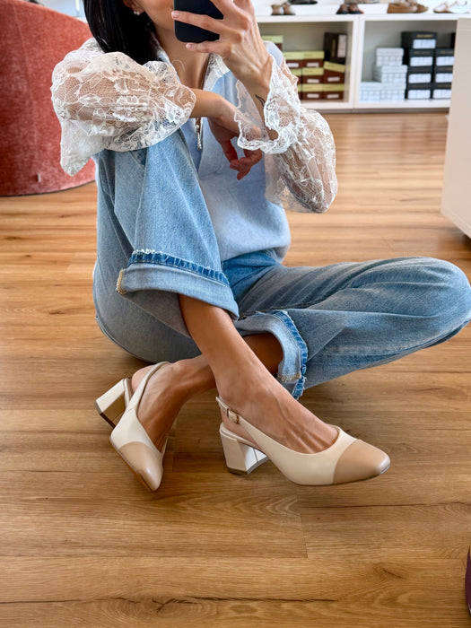 Slingback bicolor GLENDA chiara