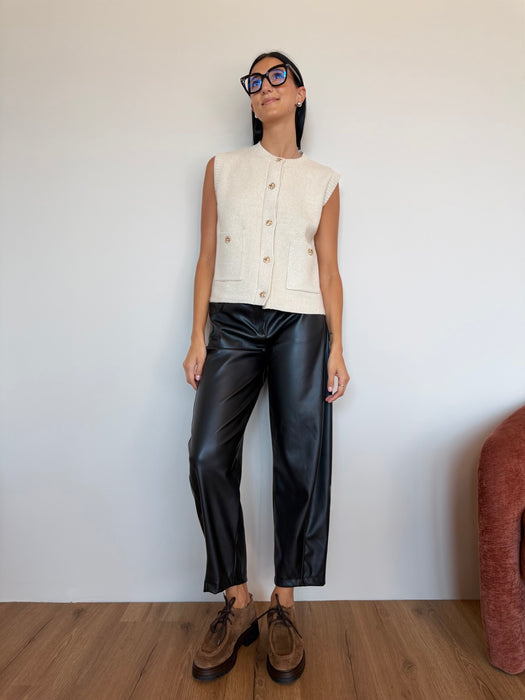 Pantalone simil pelle barrel