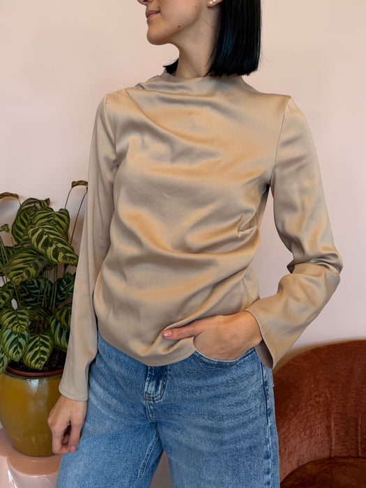 Blusa rosa cipria arricciata