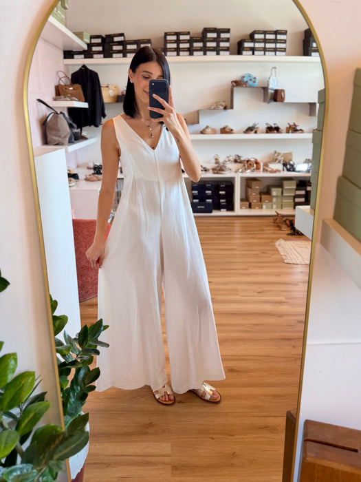 TUTA LUNGA IN TENCEL SCOLLO A V