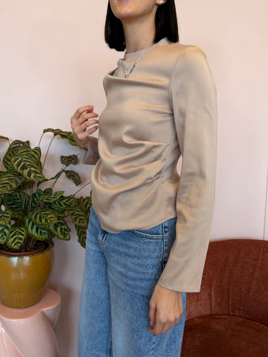 Blusa rosa cipria arricciata