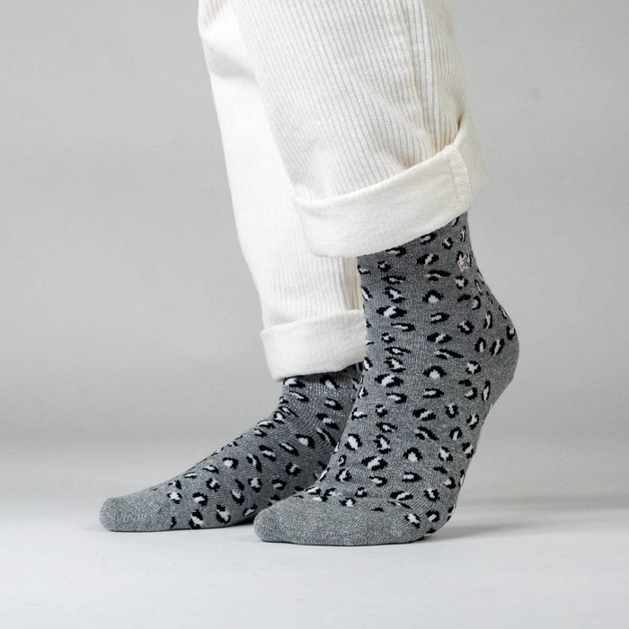 Calze leopardate in cotone pettinato - Grigio