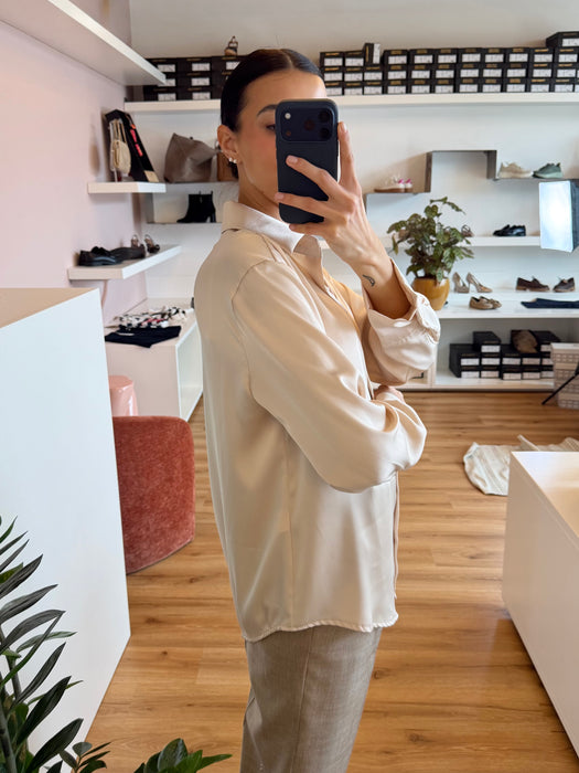 Camicia satinata beige