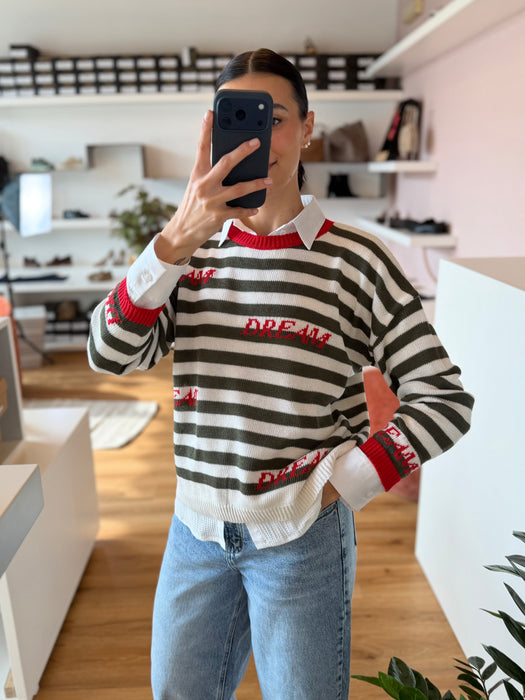 Maglioncino righe "DREAM"