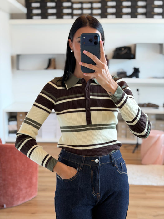 Polo righe manica lunga
