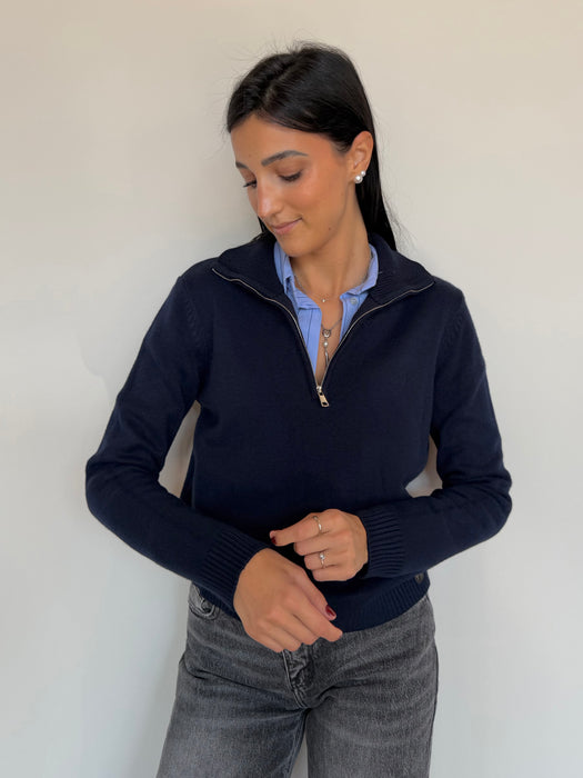 Maglioncino zip con collo - vari colori