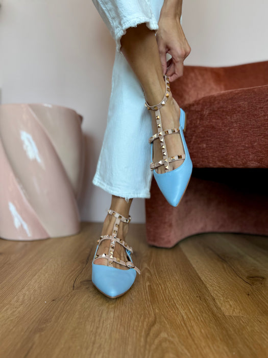 Chanellina borchie celeste/nude