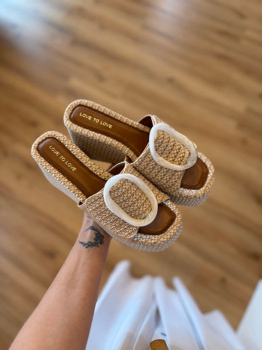 Ciabattona Mattioli beige rafia