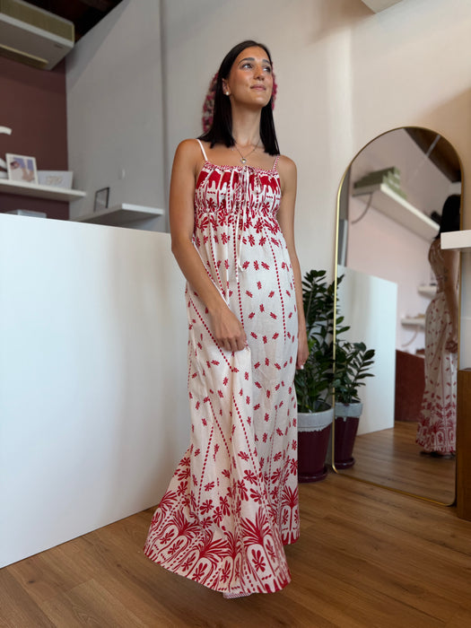 Abito bianco fantsia rosso