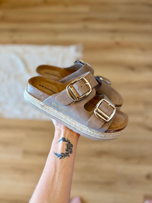 Ciabatta platform corda BEIGE tortora