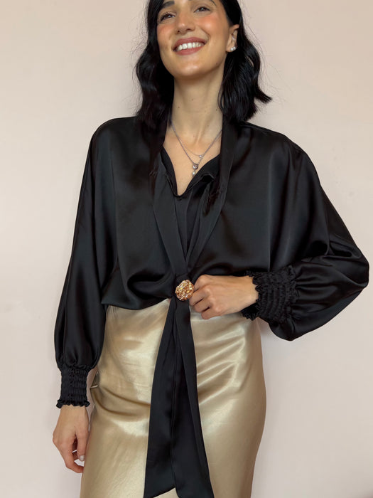 Camicia nera satinata