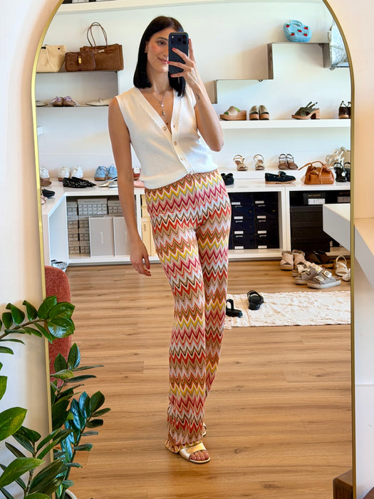 PANTALONE IN MAGLIA TRAFORATA FANTASIA