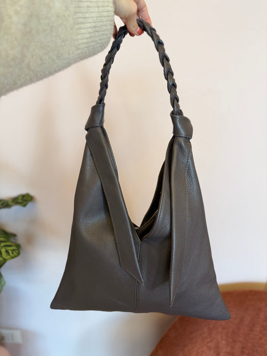 Shopper in vera pelle TRECCIA-vari colori